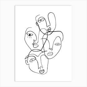 Abstract face line art 1 Art Print