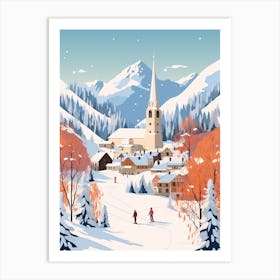 Retro Winter Illustration Chamonix France Art Print