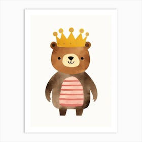Little Grizzly Bear 1 Wearing A Crown Art Print