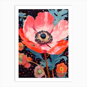 Surreal Florals Anemone 2 Flower Painting Art Print