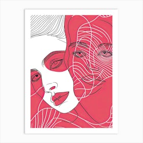 Simplicity Pink Lines Woman Abstract 1 Art Print
