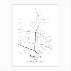 Nastola,Finland Minimalist Map Art Print