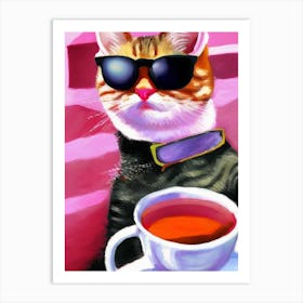 Tea Cat Art Print