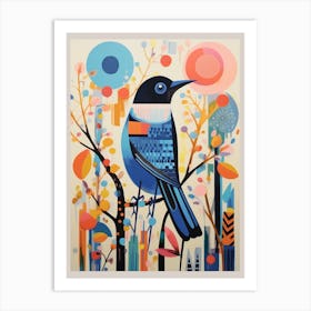Colourful Scandi Bird Bluebird 3 Art Print