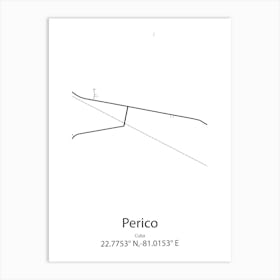 Perico,Cuba Minimalist Map Art Print