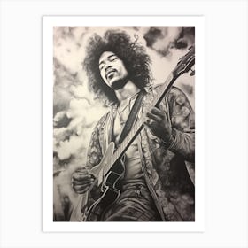 Jimi Hendrix B&W 2 Art Print