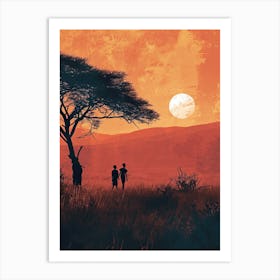 Sunset In The Savannah, Africa Art Print