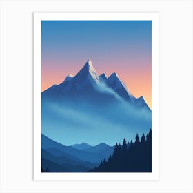 Misty Mountains Vertical Composition In Blue Tone 122 Art Print