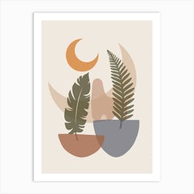 Moon And Ferns Art Print