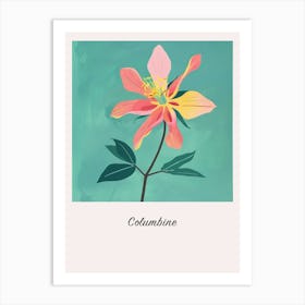 Columbine 3 Square Flower Illustration Poster Art Print