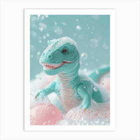Pastel Toy Dinosaur In The Bubble Bath 2 Art Print
