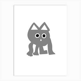 Kids Art Grey Cat Art Print