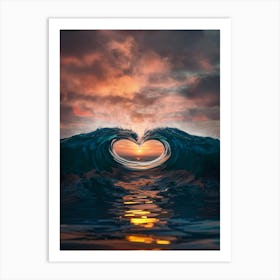 Heart Wave At Sunset 1 Art Print