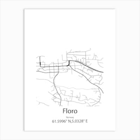 Floro,Norway Minimalist Map Art Print