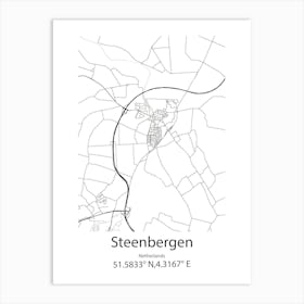 Steenbergen,Netherlands Minimalist Map Art Print