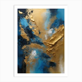 Gold And Blue Abstract Painting 2 Art Print