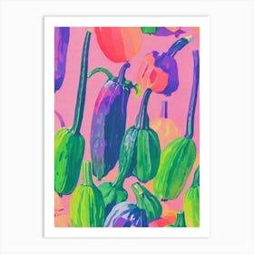 Zucchini Risograph Retro Poster vegetable Art Print