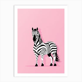 Zebra On Solid pin Background, modern animal art, Art Print