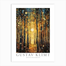 Gustav Klimt Print Sun Forest Trees Painting Klimt Exhibition Poster Painting Yellow Decor Art Print