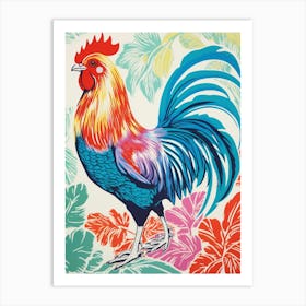 Colourful Bird Painting Rooster 1 Art Print