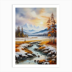 'Sunset In The Mountains' 2 Art Print