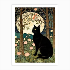 William Morris Black Cat In The Forest 24 Art Print