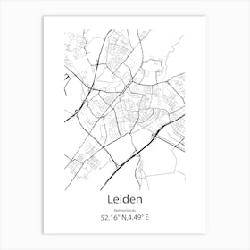 Leiden,Netherlands Minimalist Map Art Print