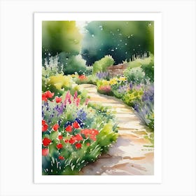 Watercolor Of A Garden Path Art Print