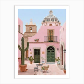 Pink Mexican Town Art Print