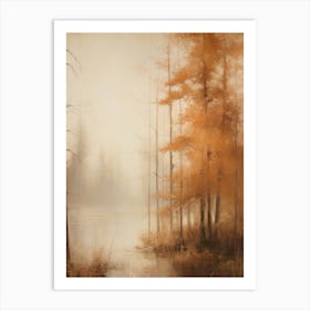 Autumn Landscape Beige Painting Art Print