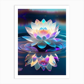 Blooming Lotus Flower In Lake Holographic 6 Art Print