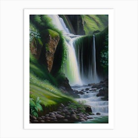 Fairy Glen Waterfall, United Kingdom Peaceful Oil Art  Art Print