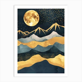 Moon And Mountains Canvas Print Art Print