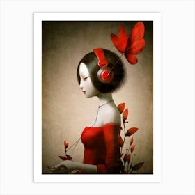 Girl With Headphones 44 Art Print