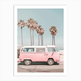 Pink Vw Bus Art Print