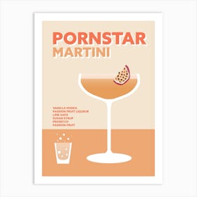 Pornstar Martini Cocktail Yellow Colourful Bar Wall Art Print