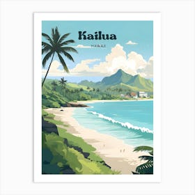 Kailua Hawaii Seaside Travel Art Illustration Art Print