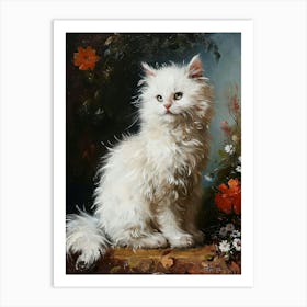 White Cat Rococo Inspired Painting 1 Art Print