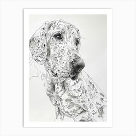 American English Hound Dog Line Sketch 2 Art Print