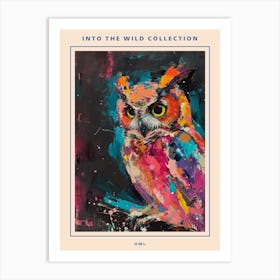 Kitsch Colourful Owl Collage 1 Poster Art Print