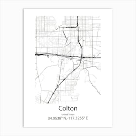 Colton,United States Minimalist Map 1 Art Print