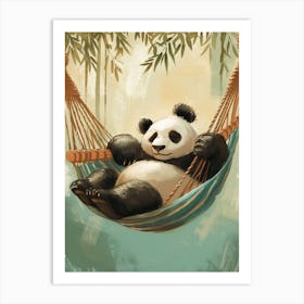 Giant Panda Napping In A Hammock Storybook Illustration 2 Art Print