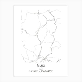 Gujo,Japan Minimalist Map Art Print