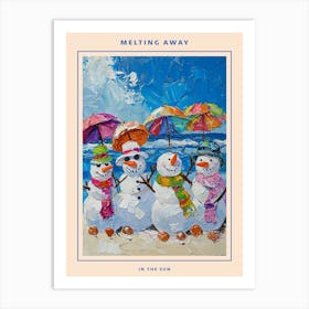 Snowmen On The Beach Painting Poster 2 Art Print