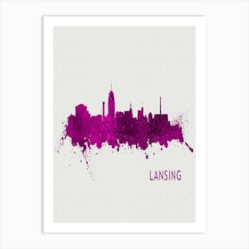 Lansing Michigan City Purple Art Print