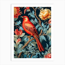 Red Bird On A Branch Art Print