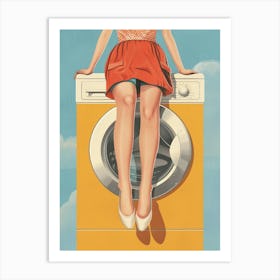Girl on A Washing Machine Art Print