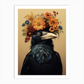 Bird With A Flower Crown Crow 1 Art Print