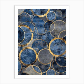 Circles In Blue And Gold 3 Art Print