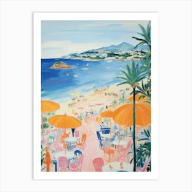 Costa Smeralda, Sardinia   Italy Beach Club Lido Watercolour 6 Art Print